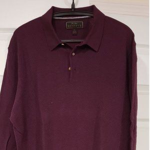 Jos. A. Bank Reserve Collection Cotton & Silk Long Sleeve Polo Sweater - XL Plum